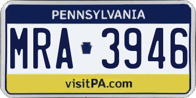 PA license plate MRA3946