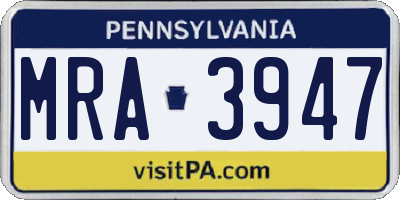 PA license plate MRA3947