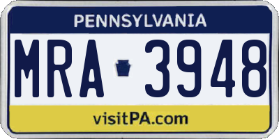 PA license plate MRA3948