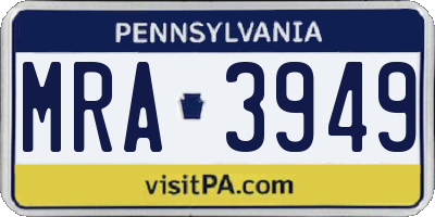 PA license plate MRA3949
