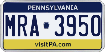 PA license plate MRA3950