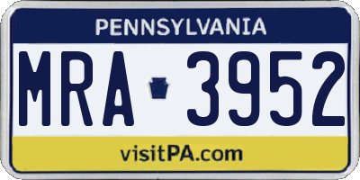 PA license plate MRA3952