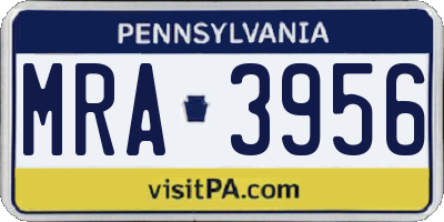 PA license plate MRA3956