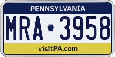 PA license plate MRA3958