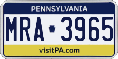 PA license plate MRA3965