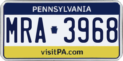 PA license plate MRA3968