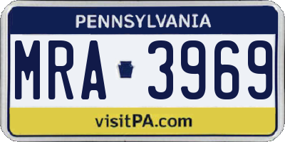PA license plate MRA3969