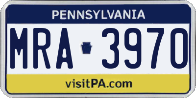 PA license plate MRA3970