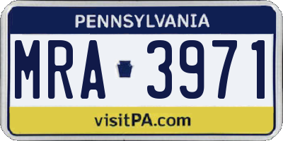 PA license plate MRA3971