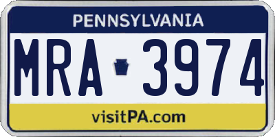PA license plate MRA3974
