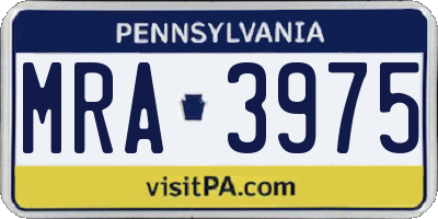 PA license plate MRA3975