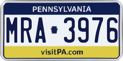 PA license plate MRA3976