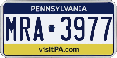 PA license plate MRA3977