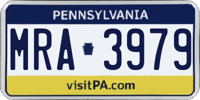 PA license plate MRA3979