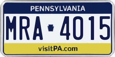 PA license plate MRA4015