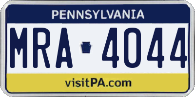 PA license plate MRA4044