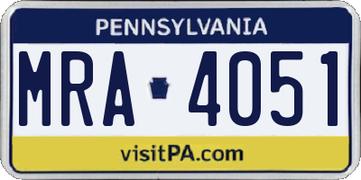 PA license plate MRA4051