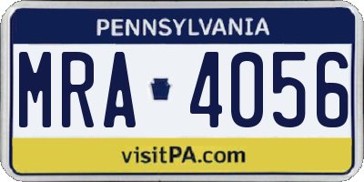 PA license plate MRA4056