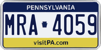 PA license plate MRA4059