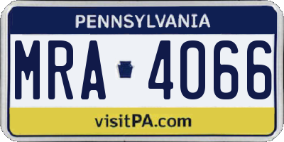 PA license plate MRA4066