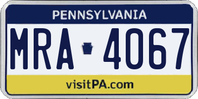 PA license plate MRA4067