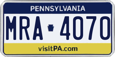 PA license plate MRA4070