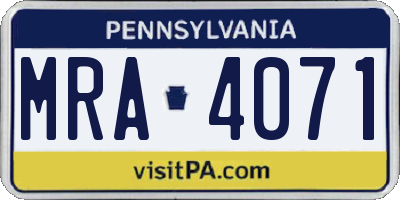 PA license plate MRA4071