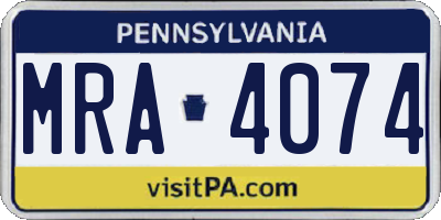 PA license plate MRA4074