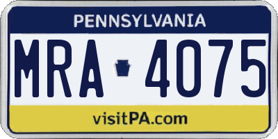 PA license plate MRA4075