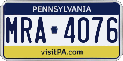 PA license plate MRA4076