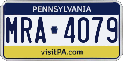 PA license plate MRA4079