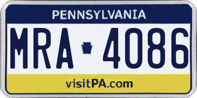PA license plate MRA4086