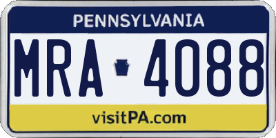 PA license plate MRA4088