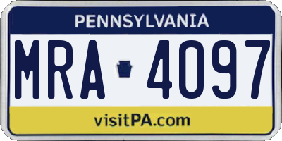 PA license plate MRA4097