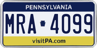 PA license plate MRA4099