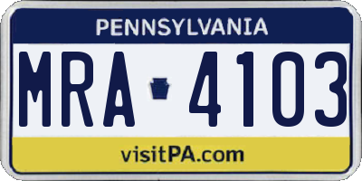 PA license plate MRA4103
