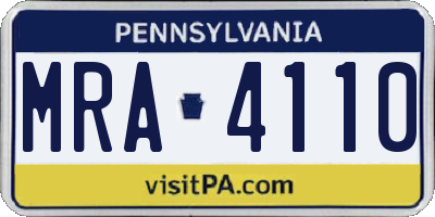 PA license plate MRA4110
