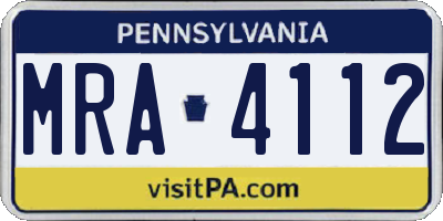 PA license plate MRA4112