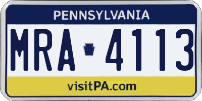 PA license plate MRA4113