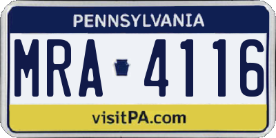 PA license plate MRA4116