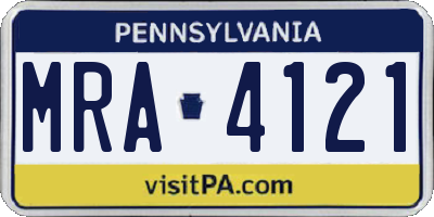 PA license plate MRA4121