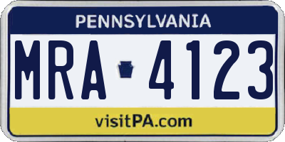 PA license plate MRA4123