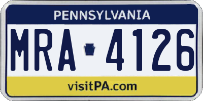 PA license plate MRA4126