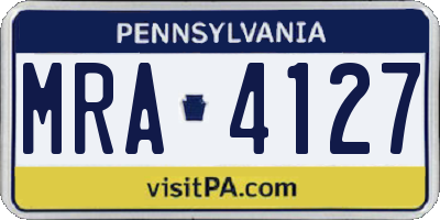 PA license plate MRA4127