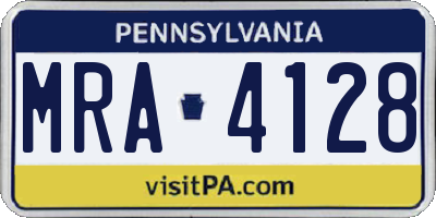 PA license plate MRA4128