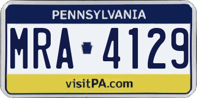 PA license plate MRA4129