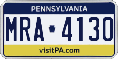 PA license plate MRA4130