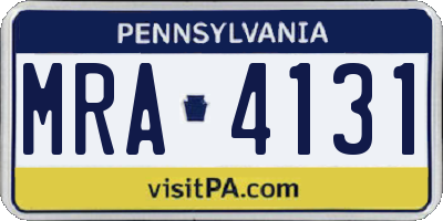 PA license plate MRA4131