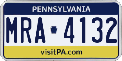 PA license plate MRA4132