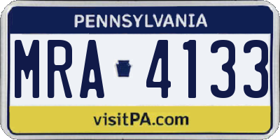 PA license plate MRA4133